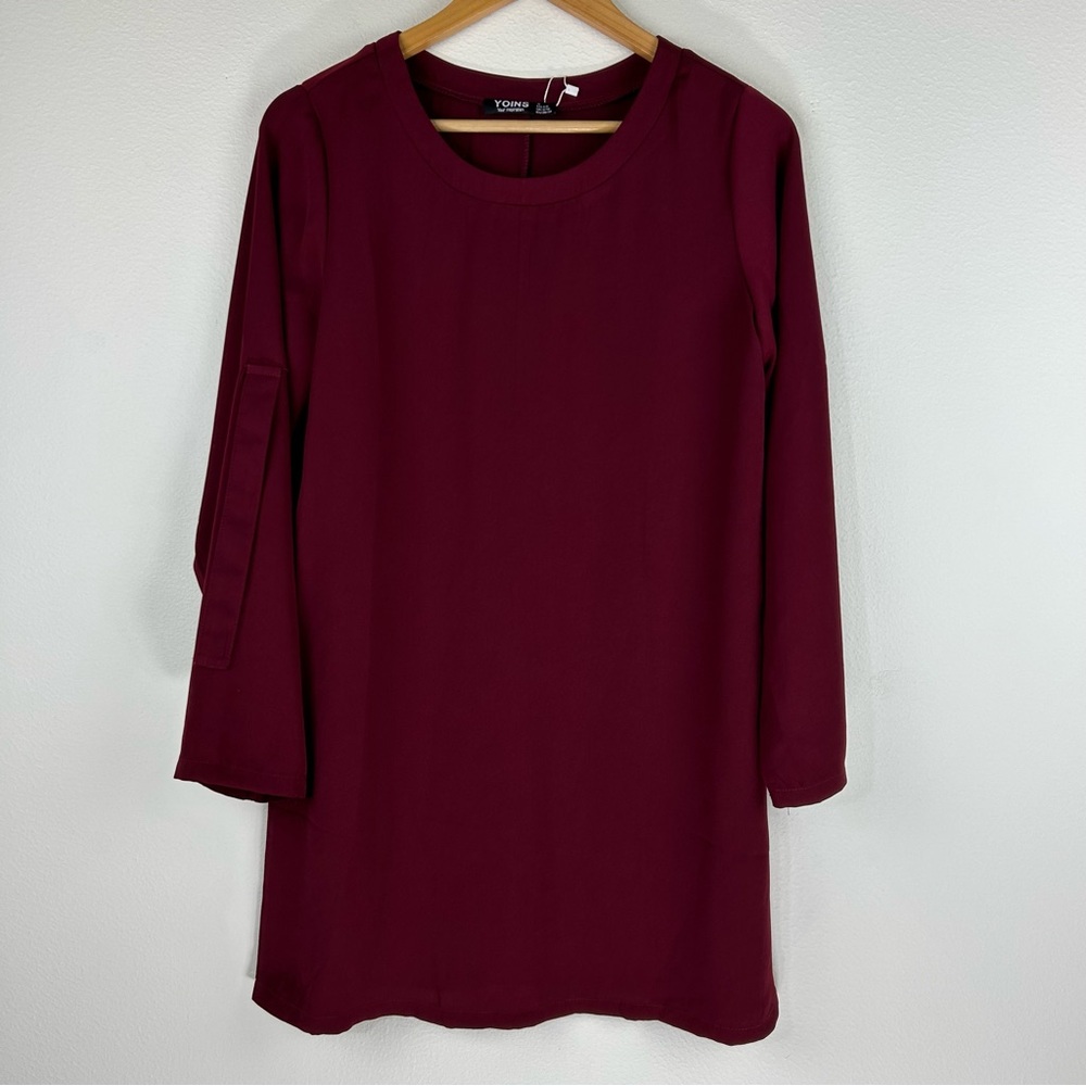 YOINS Women's Long Sleeve with Ties Casual Tunic Dress Size S.
